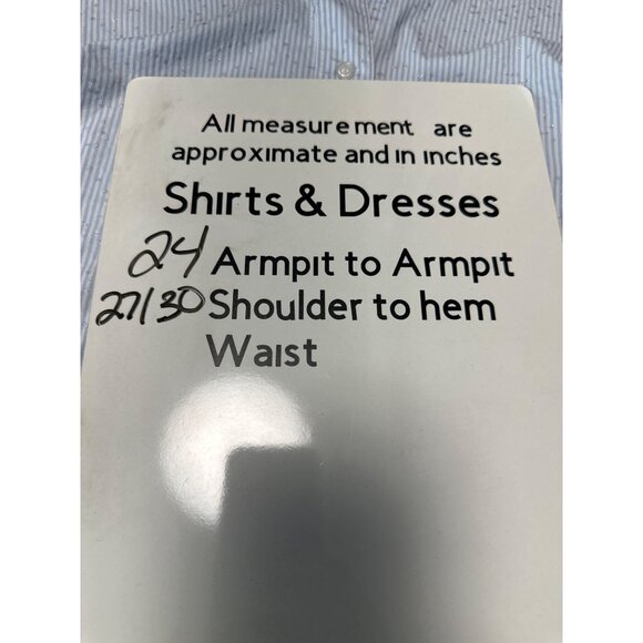 Lane Bryant Blue Pinstripe Button-Up Shirt W/ Ruffle Sleeves & Collar Size 16 - Picture 9 of 9